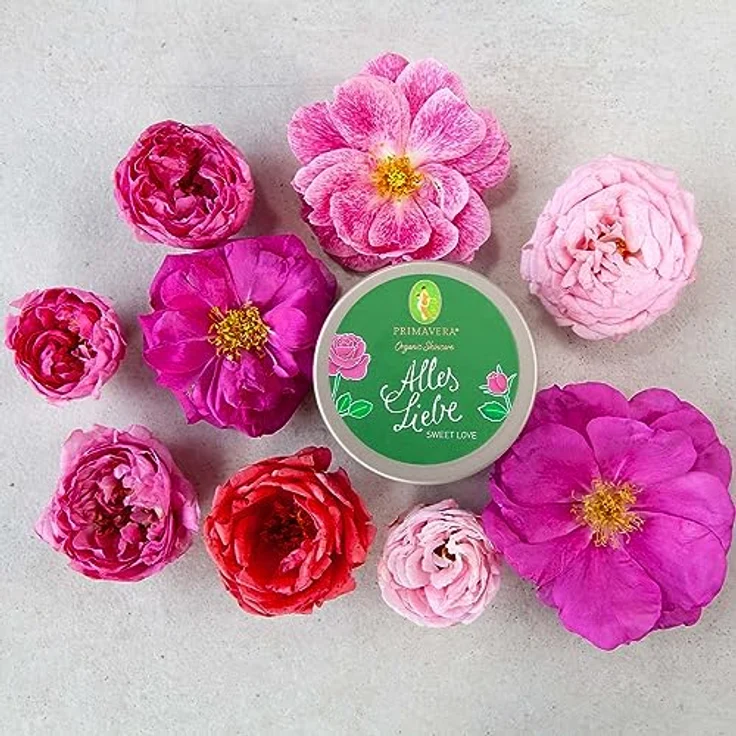 PRIMAVERA Alles Liebe Körperbutter 150 ml – Naturkosmetik, Bodylotion, Body Butter – Rose, Mandarinen Duft – pflegt und nährt die Haut – leicht rosafarbene Textur – Bild 5