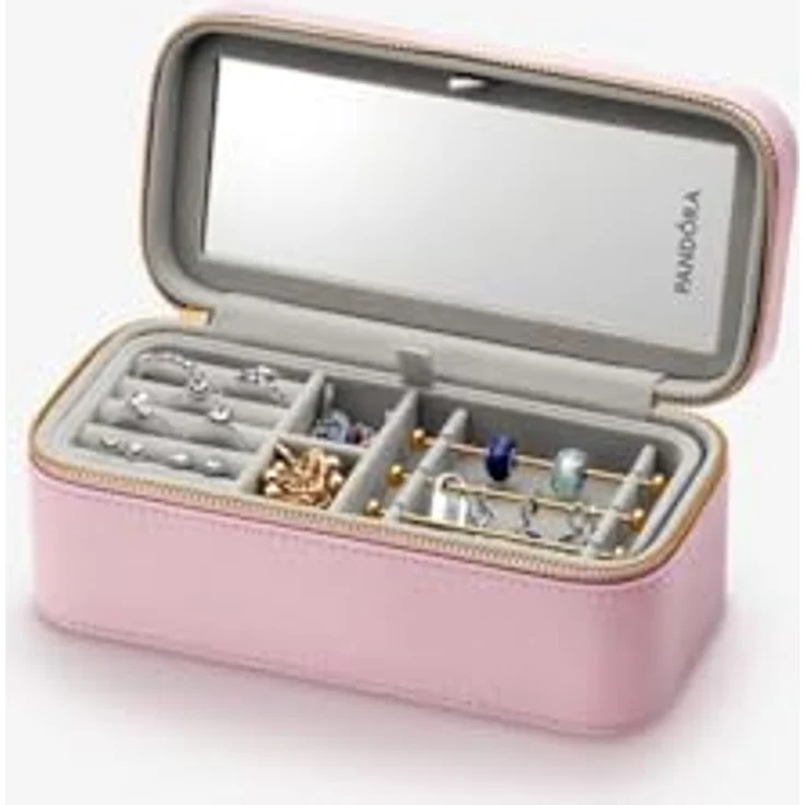 PANDORA Schmuckkästchen für Damen, originelle Schmuckschatulle für Damen und Mädchen, für Reisen, Rosa – Bild 2