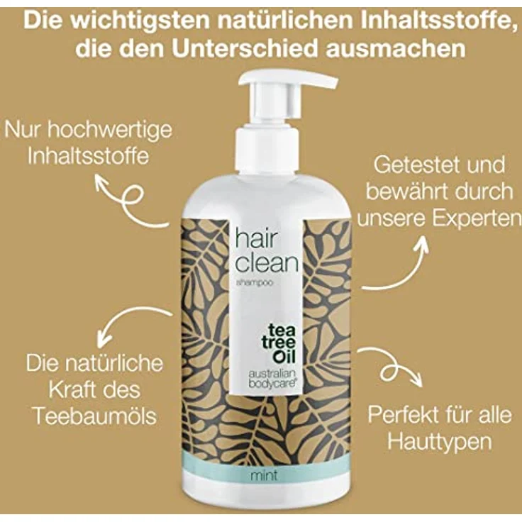 Australian Bodycare Teebaumöl Shampoo 500 ml | Anti-Schuppen, Juckende, Trockene Kopfhaut | Tee Tree Oil und Mint, auch zur Kopfhautpflege bei Schuppenflechte, Ekzemen, Neurodermitis & Pickeln – Bild 3