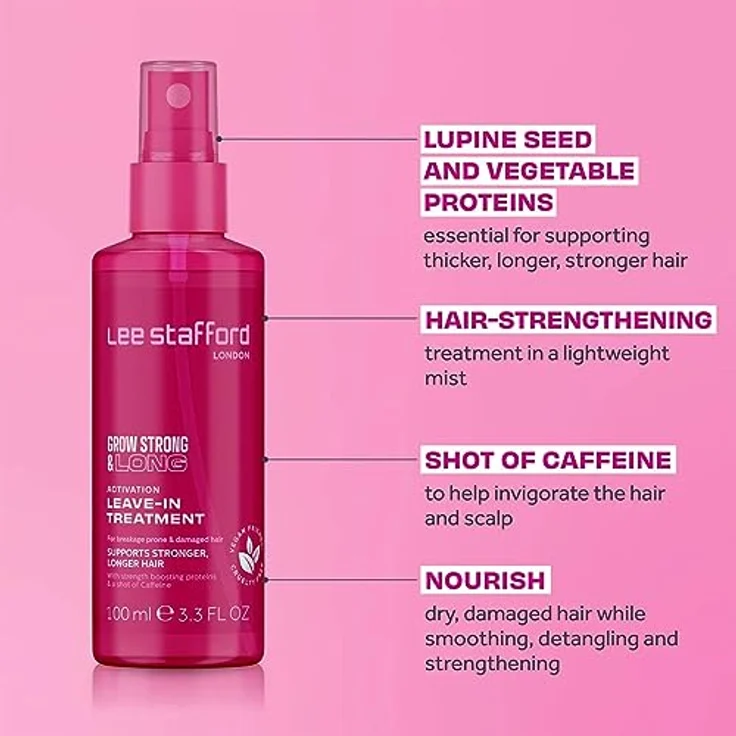 Lee Stafford Grow Strong Long Activation Leave-In Treatment, 100 ml - Stärkung für langes Haar, leichtes Pflege-Serum – Bild 2