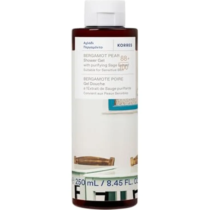 KORRES BERGAMOT PEAR Duschgel, 250 ml mit Salbei-Extrakt, vegan, silikon- und parabenfrei, dermatologisch getestet, für Dusche, Bad & Rasur, süßer Birnen Duft