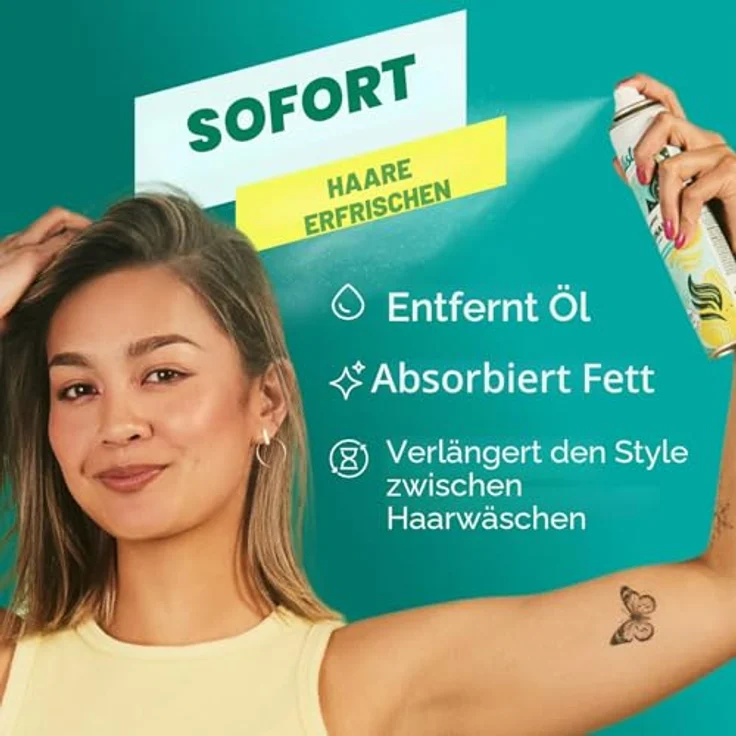 Batiste Trockenshampoo Original, 200 ml, Haarpflege Spray ohne Ausspülen, erfrischender Zitrusfrucht-Duft, vegan und sulfatfrei – Bild 4
