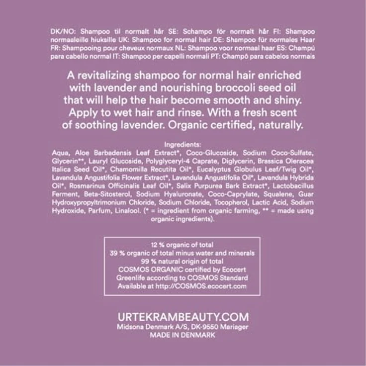 Urtekram Soothing Lavender Maximum Shine Shampoo, 500 ml für intensiven Glanz und Frizz-Kontrolle mit biologischem Lavendelöl – Bild 6