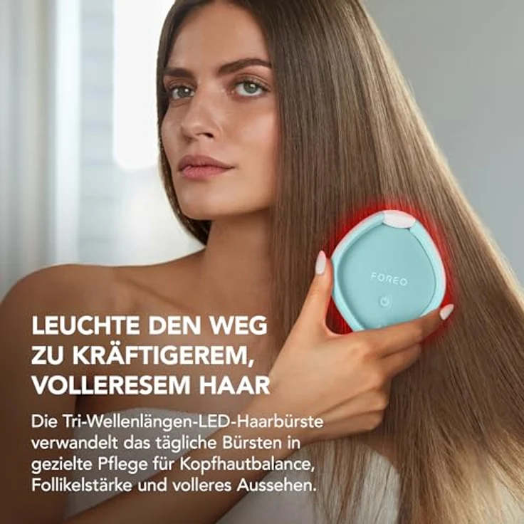 FOREO FLIP Play LED Haarbürste, 3-in-1 Haar- & Kopfhaut-Stimulation mit blauem, grünem & rotem Licht für schnelleres Haarwachstum und Anti-Haarausfall, wasserdicht & kabellos – Bild 2