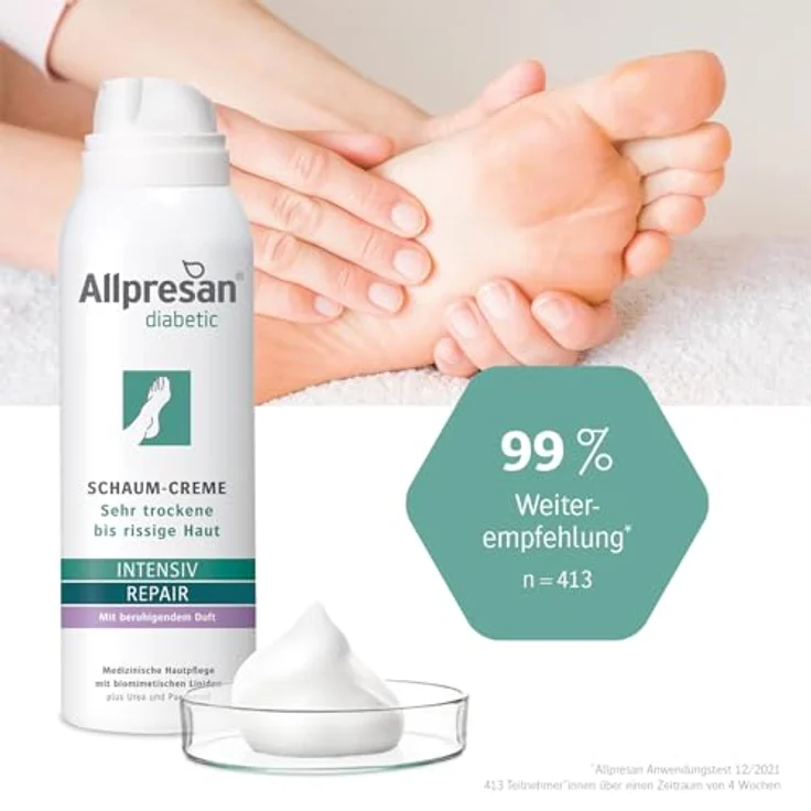 Allpresan diabetic INTENSIV + REPAIR Fußpflege - gegen sehr trockene bis rissige Haut - 125 ml – Bild 4