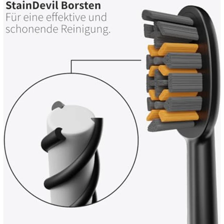 Zahnheld Bürstenköpfe Pro X-Clean Whitening elektrische Schall Zahnbürste X-Borsten schwarz 3 Stück – Bild 5