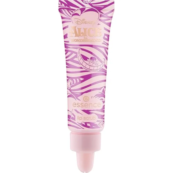 Essence Disney Alice in Wonderland Lip Scrub 01 Smirk & Smile, Lippenpeeling für Damen in rotem Beerenton, 10 ml