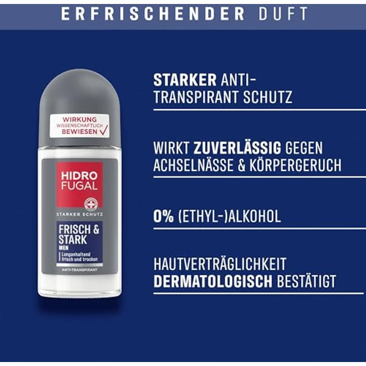 HIDROFUGAL MEN FRISCH & STARK, Deo-Roller mit langanhaltendem Schutz, 50,0 ml – Bild 2