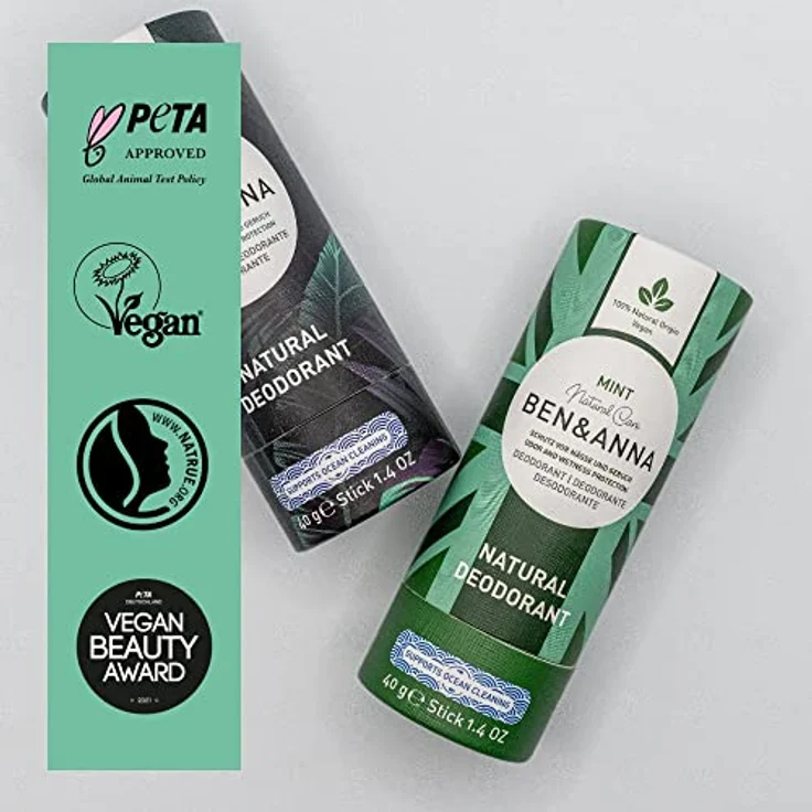BEN&ANNA veganes Papertube Deo MINT | zertifizierte Naturkosmetik Deocreme | plastikfreies Deodorant 40g – Bild 2