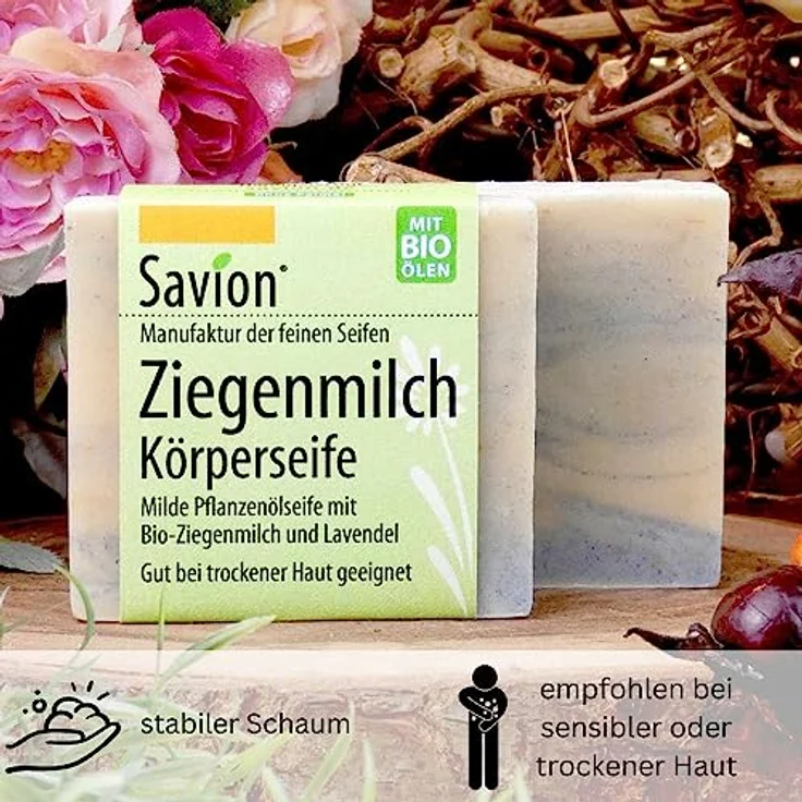 Savion Ziegenmilch Körperseife, Palmölfrei, Plastikfrei, Tierversuchsfrei, 80g – Bild 4