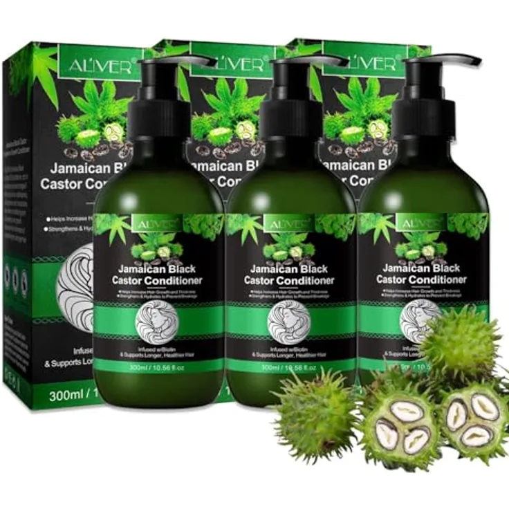 P-Beauty Rizinus Conditioner 3x300ml, sanfte Haarspülung mit Bio Rizinusöl, repariert Haarschäden, fördert Haarwachstum, für alle Haartypen, vegan und bio