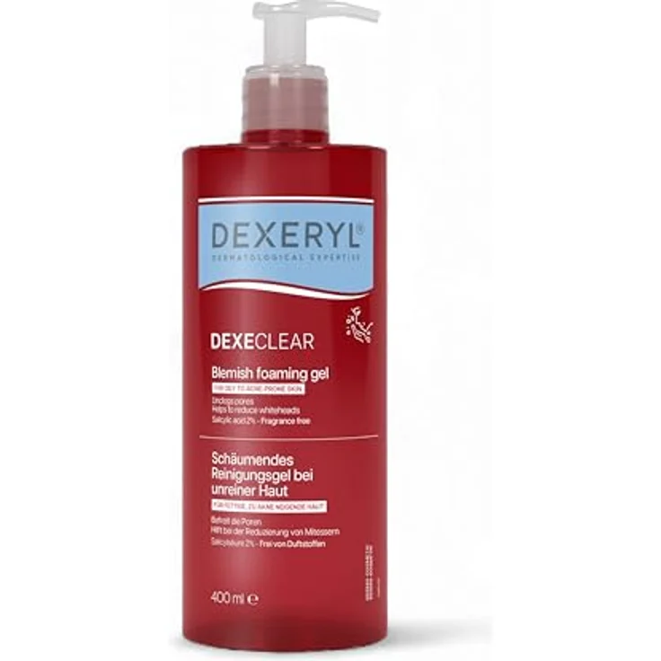 DEXERYL Schäumendes Anti-Unreinheiten Gel mit 2% Salicylsäure, seifenfreie Gesichts- und Körperreinigung für fettige, zu Akne neigende Haut, reduziert Pickel¹ und Mitesser, 400 ml – Bild 1