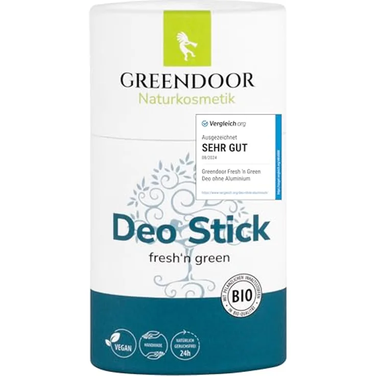 GREENDOOR Deo Stick fresh'n green 50g, festes Deodorant ohne Aluminium, vegan & plastikfrei
