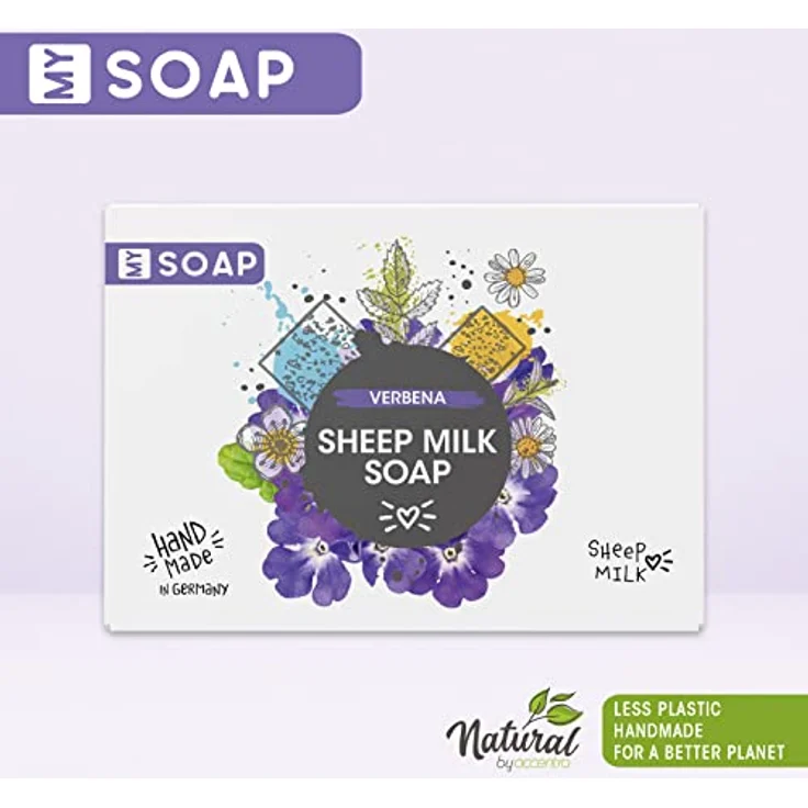 MY SOAP Schafmilchseife, Natural by accentra, handgefertigte Schafmilchseife MY SOAP in Papierschachtel, 100g, Motiv/Duft: Eisenkraut – Bild 2