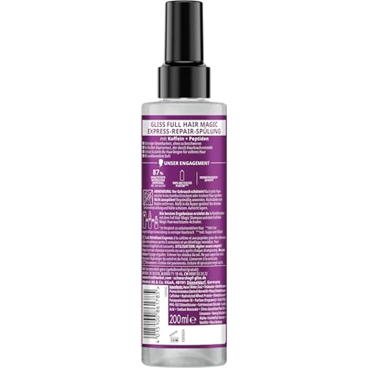 Gliss Kur Express-Repair-Spülung Full Hair Magic, 200 ml, für sofortige Kämmbarkeit, Fülle und Hitzeschutz bis 230 °C – Bild 3