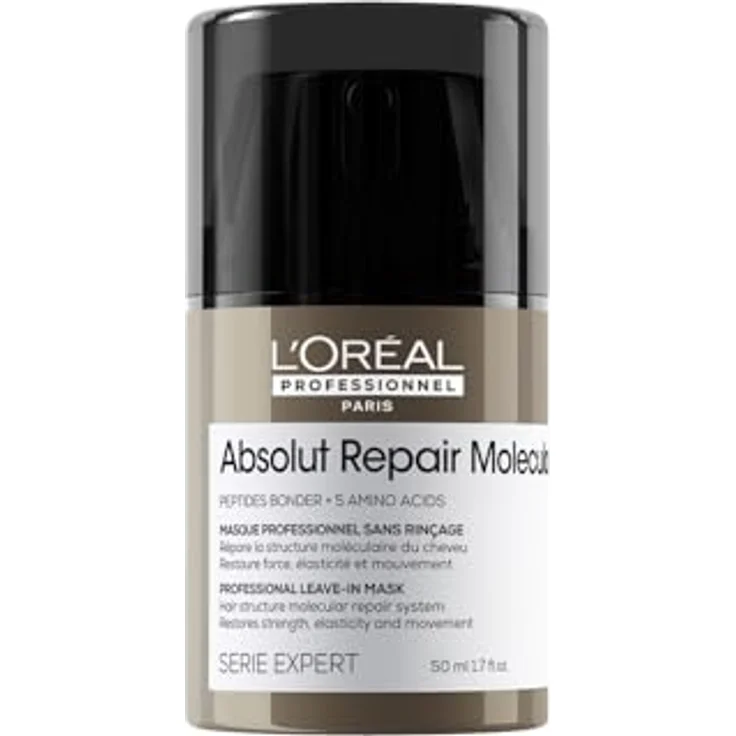 L'Oréal Professionnel Leave-In, Absolut Repair Molecular, 50 ml, strukturgeschädigtes Haar, Peptidbonder, 5 Aminosäuren, Hitzeschutz – Bild 1