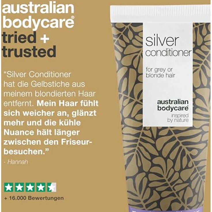 Australian Bodycare Silber Conditioner, gegen Gelbstich in blondem, grauem & silbernem Haar, mit violetten Pigmenten & Panthenol für Glanz & Pflege – Bild 5