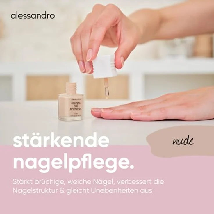 Alessandro Express Nail Hardener, Nagelhärter für Damen mit Eisen- und Calciumkomplex, 10 ml - auch in "Golden Shine" und "Nude" erhältlich – Bild 2