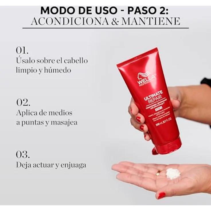 Wella Professionals Ultimate Repair Tiefenernährungsspülung, geschädigtes Haar, 200 ml, reichhaltige und cremige Textur – Bild 5