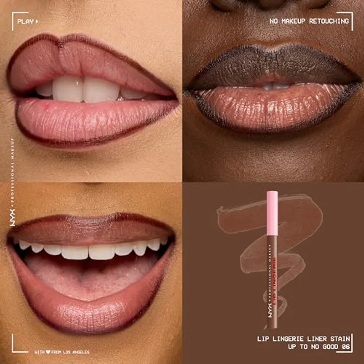 NYX Professional Makeup Lip Lingerie Lipliner Stain, wasserfester Lip Liner mit ultra-feiner Spitze für präzise Konturen, Farbe: Up To No Good – Bild 3
