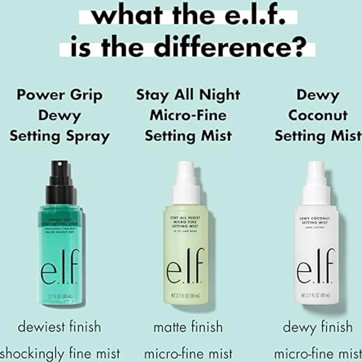 e.l.f. Cosmetics Power Grip Dewy Fixing Spray & Fixierpuder, 80 ml, feuchtigkeitsspendend mit 5% Aloe und Hyaluronsäure – Bild 6
