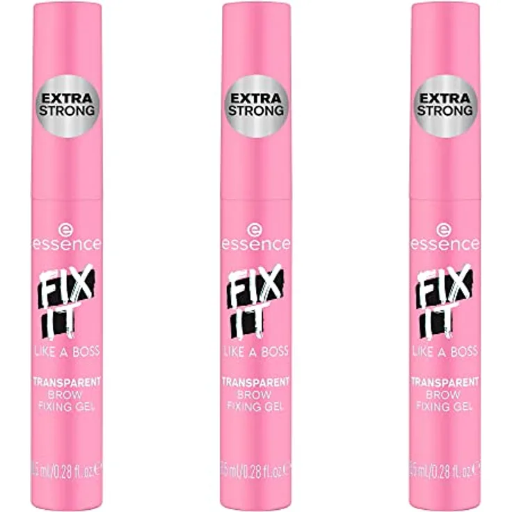 essence FIX IT LIKE A BOSS TRANSPARENT BROW FIXING GEL, Augenbrauengel, Transparent, fixierend, transluzent, vegan, ohne Mikroplastikpartikel, Nanopartikel frei, ölfrei, 3er Pack (3x8.5ml)