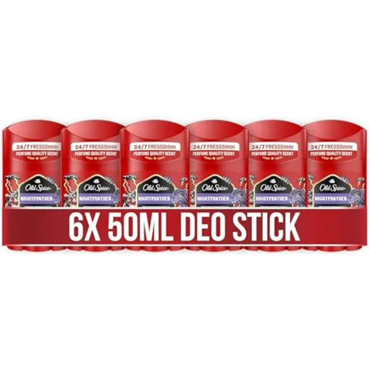 Old Spice Nightpanther Deostick, 6x50 ml, 24/7 Frische, Parfumqualität, 0% Aluminiumsalze, Geruchsschutz