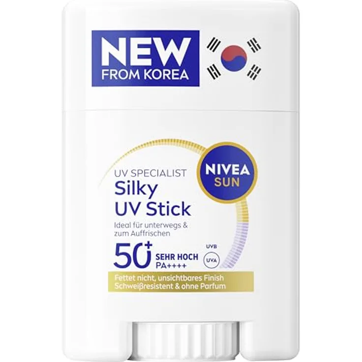 NIVEA SUN UV Stick LSF 50+, 15 g, ultraleichter Sonnenschutz mit koreanischer Stick-Technologie, wasserfest und parfümfrei, für alle Hauttypen