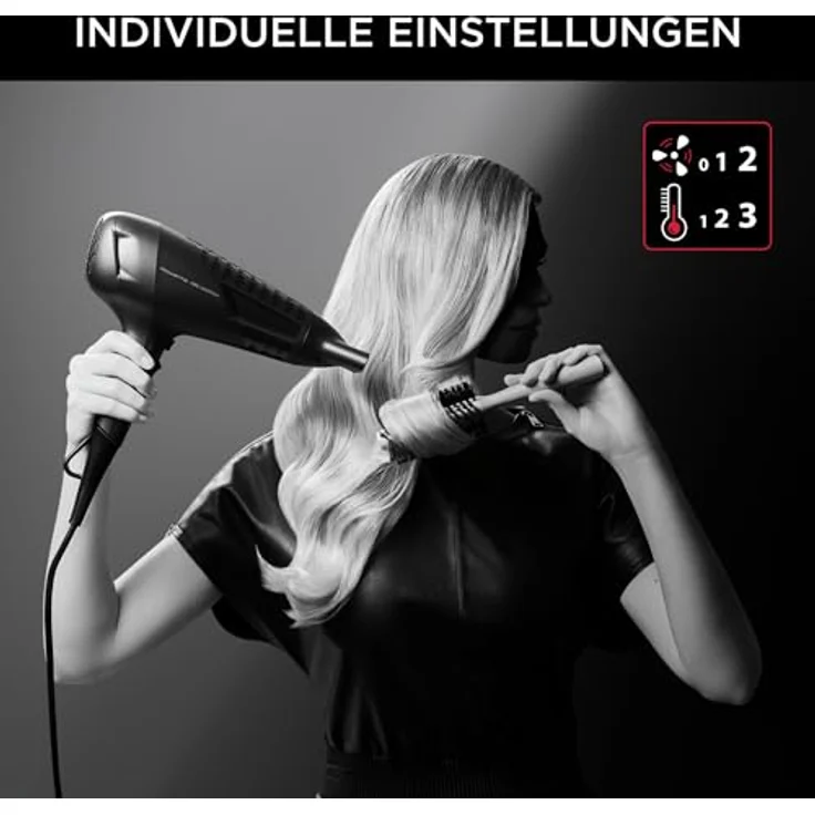 Rowenta CV581LF0 Studio Dry Karl Lagerfeld Haartrockner, 3 Temperatur- und 2 Gebläsestufen, 2100 Watt, DC-Motor, schwarz – Bild 3