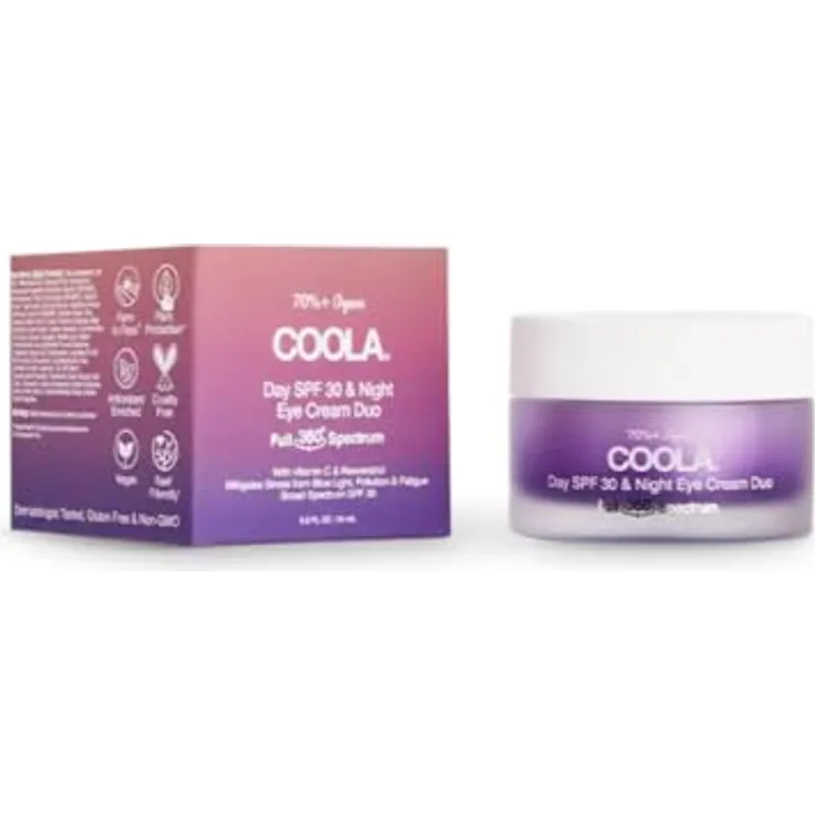COOLA Day SPF 30 & Night Eye Cream Duo - 24ml, Augenpflege mit BlueScreen Digital De-Stress Technologie, 70%+ organische Inhaltsstoffe