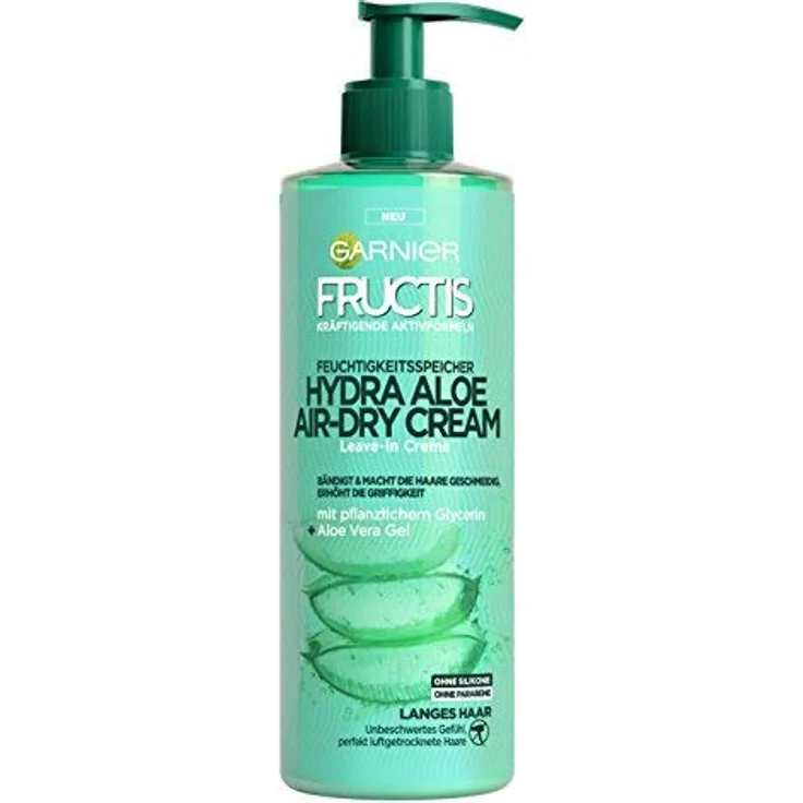 Garnier Fructis Hydra Aloe Air-Dry Cream, Leave-in Creme, mit feuchtigkeitsspendendem Aloe Vera-Gel, Anti-Frizz-Effekt, 400 ml – Bild 2