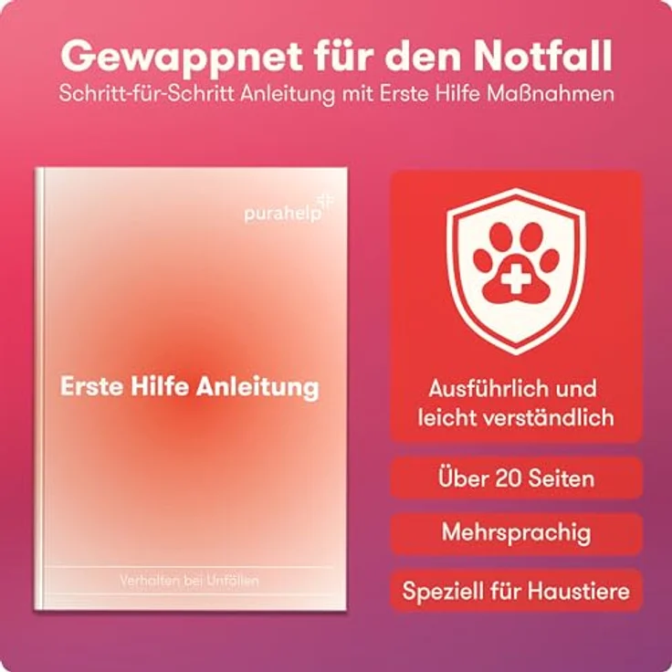 Purahelp Erste-Hilfe-Set Hund und Katze - Inkl. Zeckenzange, Pinzette, Tourniquet (51 St), Wasserdichte Tasche, Erste Hilfe Anleitung, Kompakt und tragbar, Purahelp Hundeapotheke (Blau) – Bild 8