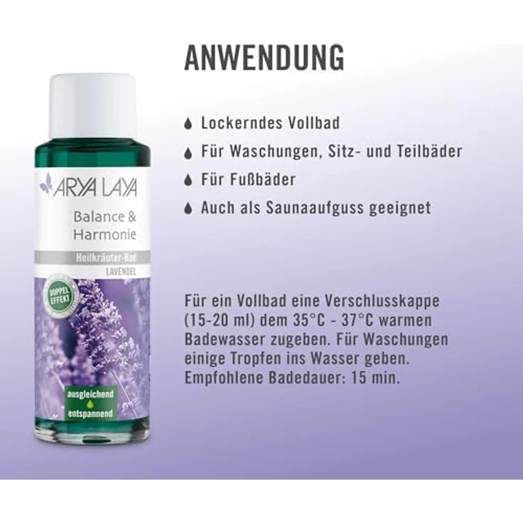 ARYA LAYA Heilkräuter-Bad Balance & Harmonie, 200 ml - Lavendel-Extrakt für Stressabbau & Entspannung, vegan – Bild 3