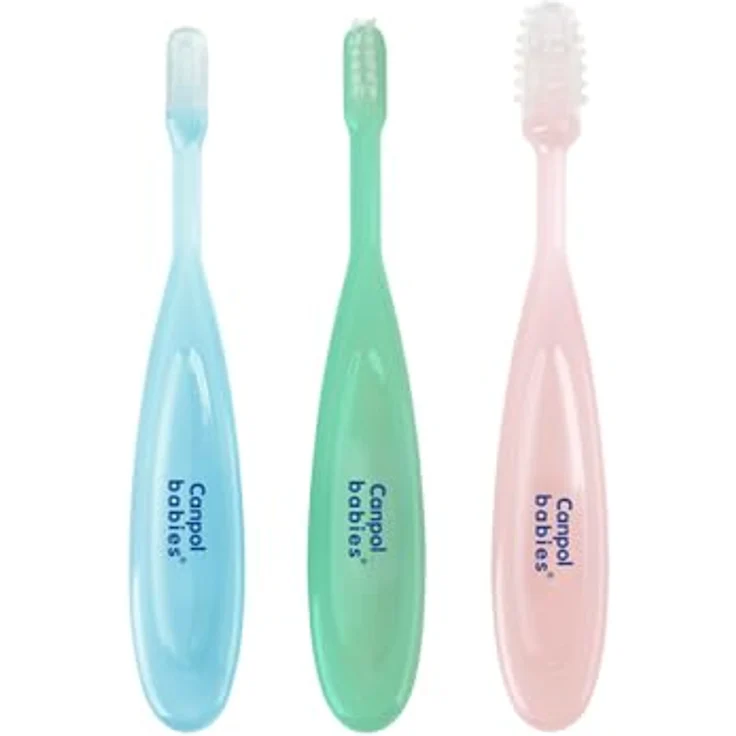 Canpol Babies Zahnbürsten-Set – 3-Stück, ab 0 Monaten, für sanfte und effektive Reinigung, blau – Bild 6