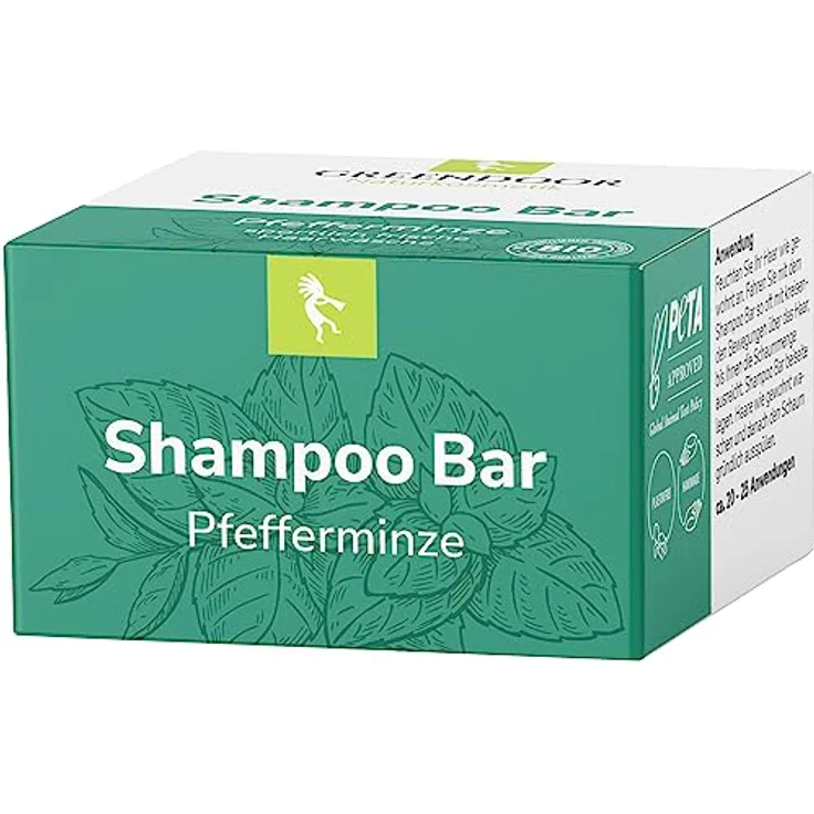GREENDOOR Shampoo Bar Pfefferminze 75g, festes mildes Haarshampoo ohne Silikone / Plastik für Damen und Herren, normales und fettiges Haar, Naturkosmetik mit Bio Brokkolisamenöl, natürliche Haarpflege – Bild 2