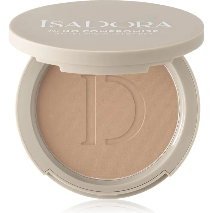 IsaDora The No Compromise Matte Longwear Powder, Kompaktpuder für mattes Aussehen, Farbton 68 Neutral Almond, 8 g