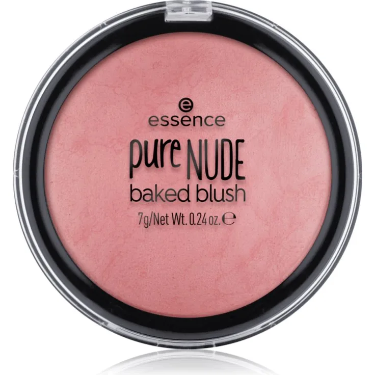 essence pure NUDE baked Puderrouge 07 Cool Coral, Rouge für Damen mit Glitzereffekt, 7 g