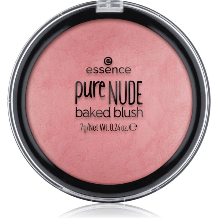 essence pure NUDE baked Puderrouge 07 Cool Coral, Rouge für Damen mit Glitzereffekt, 7 g