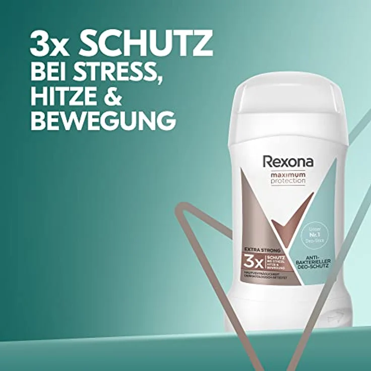Rexona Maximum Protection Anti-Transpirant Deo Stick Antibakterieller Deo-Schutz gegen starkes Schwitzen und Körpergeruch ohne Alkohol 40 ml 6 Stück – Bild 4