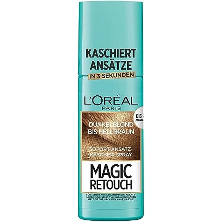 L'Oréal Paris Ansatz-Kaschierspray für stufenlose und natürliche Übergänge, Kaschiert Ansätze bis zur nächsten Haarwäsche, Magic Retouch, Dunkelblond bis Hellbraun, 1 x 75 ml