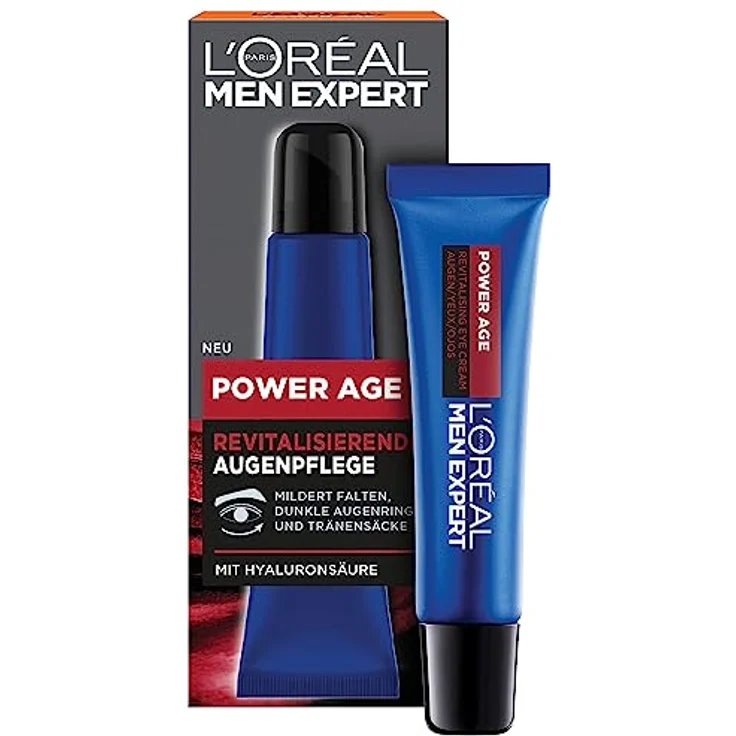 L'Oréal Paris Men Expert Anti Aging Augencreme für Männer, Augenpflege mit Hyaluronsäure geeignet für müde und matte Haut, Power Age, 1 x 15 ml – Bild 1