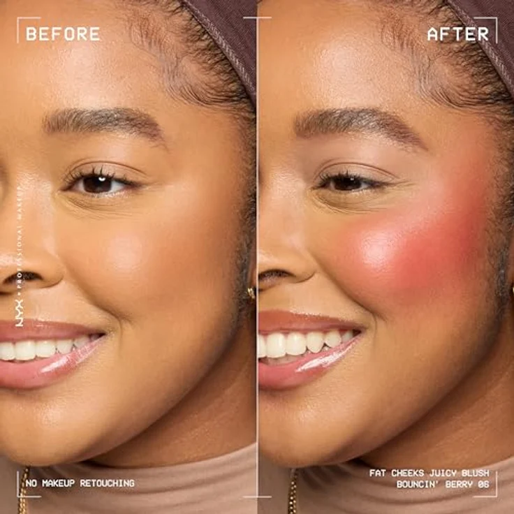 NYX Professional Makeup Fat Cheeks Juicy Blush – Flüssiges Rouge mit 12H Halt, bis zu 24H Feuchtigkeit, mit Himbeer- & Kiwiöl, Farbe: Bouncin Berry, 8 g – Bild 2