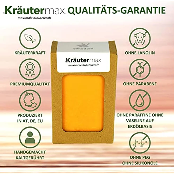 Sanddorn Seife 100% Natur mit Sanddornöl und Sanddornduft Naturkosmetik 1 x 100 g – Bild 3