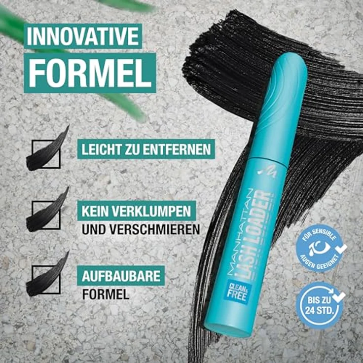 Manhattan Clean and Free Lash Loader Mascara 99T, Volumen-Mascara mit bis zu 300 % mehr Volumen und pflegenden Inhaltsstoffen – Bild 4