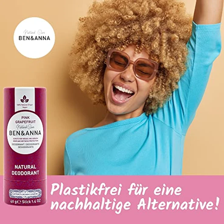 BEN&ANNA veganes Papertube Deo PINK GRAPEFRUIT | zertifizierte Naturkosmetik Deocreme | plastikfreies Deodorant 40g – Bild 5