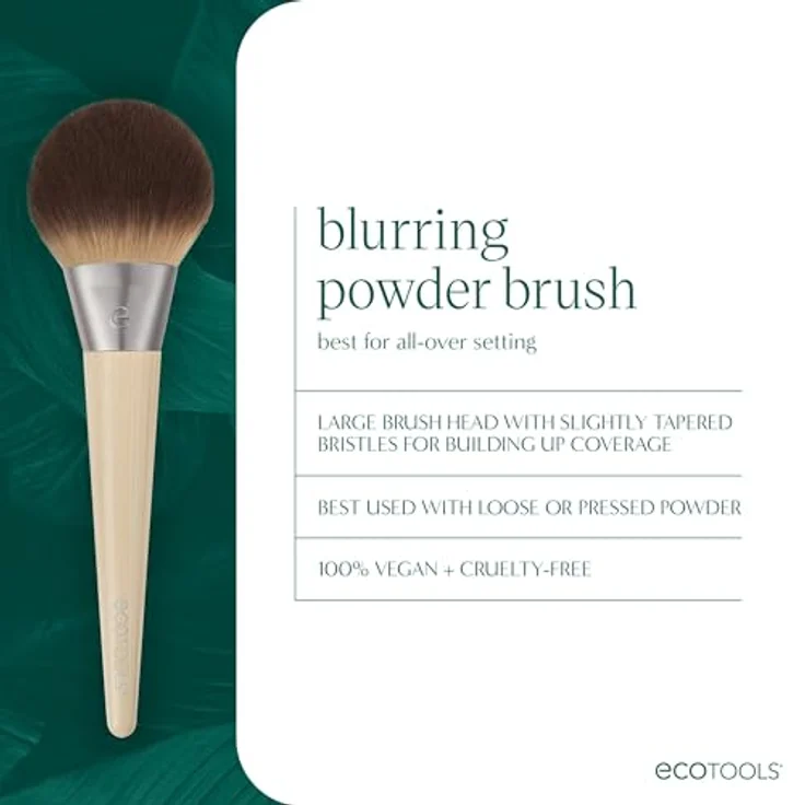 EcoTools Blurring Powder Makeup Brush für lose & gepresste Puder, großer, flauschiger Pinsel mit synthetischen Borsten, umweltfreundlich, tierversuchsfrei & vegan, 1 Stück – Bild 3