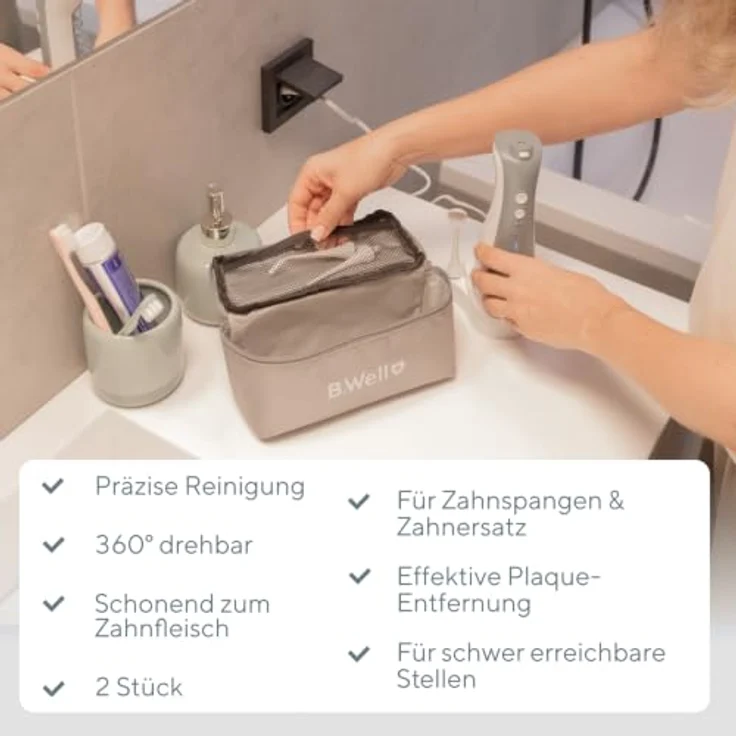 B.WELL TH-912, Orthodontische Düse mit integrierter Bürste, 2er Pack zur gründlichen Reinigung von Zahnspangen und Zahnersatz – Bild 6