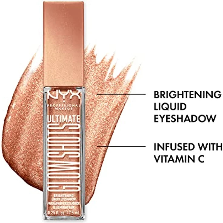 NYX Professional Makeup Ultimate Glow Shots Lidschatten, flüssig-cremige Textur mit Vitamin C, Papaya und Koffein, Farbe: Twisted Tangerine, 7,5 ml – Bild 2