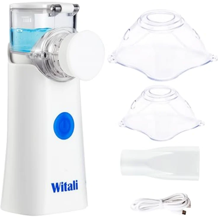 smartEC Witali Inhalationsgerät, tragbarer USB Vernebler mit MESH Technologie, leise 25-50 dB, inklusive Masken und Mundstück, 120 Minuten Akkulaufzeit, ideal für Kinder und Erwachsene – Bild 1