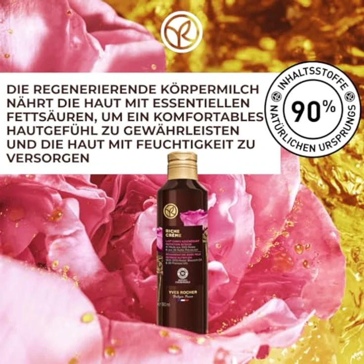 Yves Rocher RICHE CRÈME Argan & Rose Regenerierende Körpermilch, 190 ml mit 30 kostbaren Ölen und schnell einziehender Textur – Bild 2